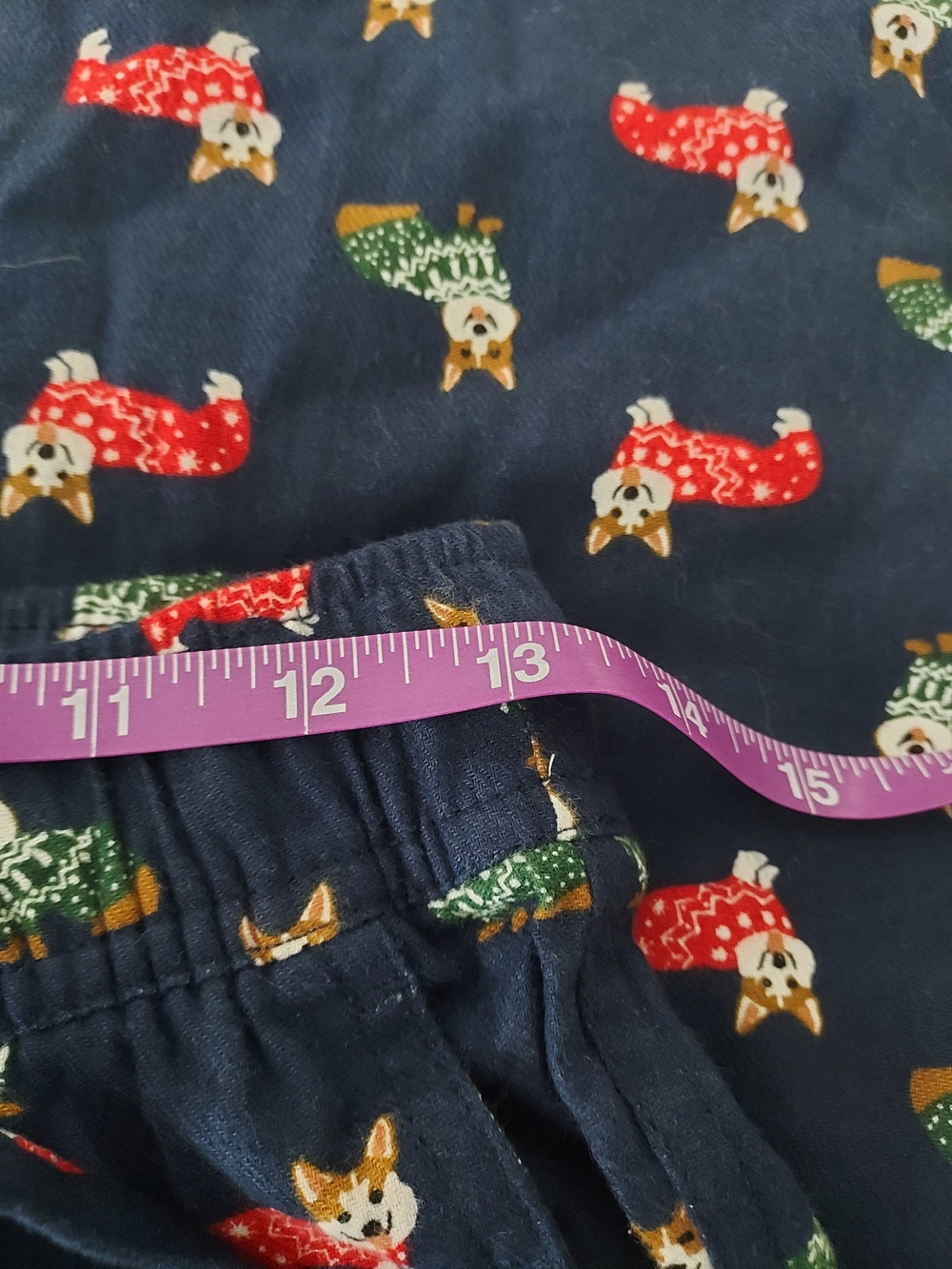 NWT XS J Crew Navy Blue Corgi Print Pajama Pants, Red and Green Xmas Theme - Picture 6 of 11